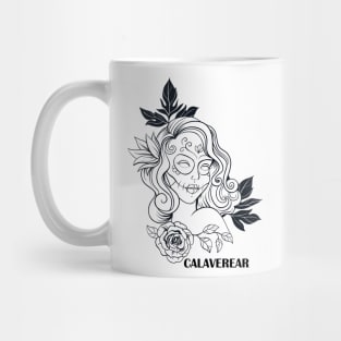 Sugar skull girl line drawing Mug